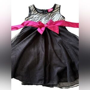 Pinky Black and White Zebra Sequin Dress with Pink Bow